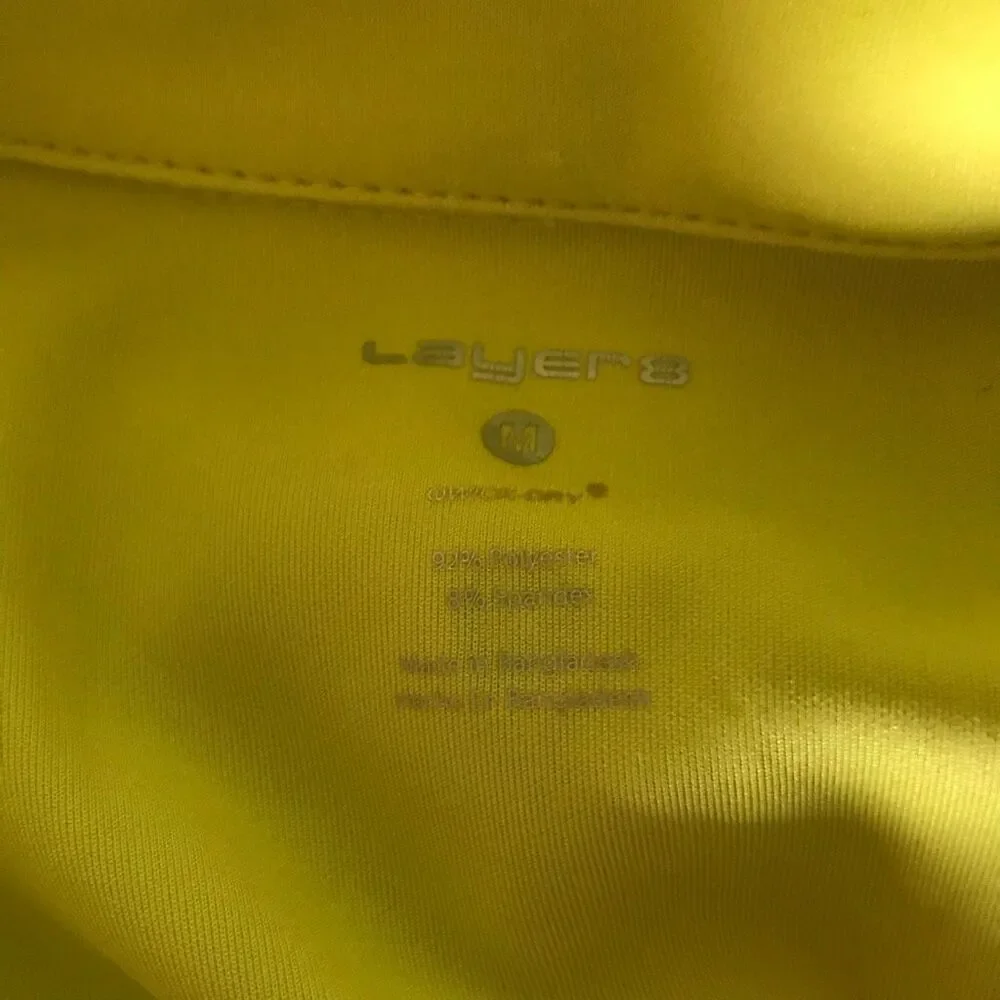 Layer8 womens zip up jacket yellow Size M pockets peplum athletic running yoga